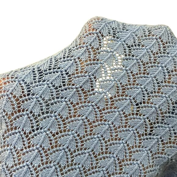 Boden Pointelle Cropped Cardigan XS Long Sleeve Light Blue Cottagecore Coquette - Picture 5 of 10